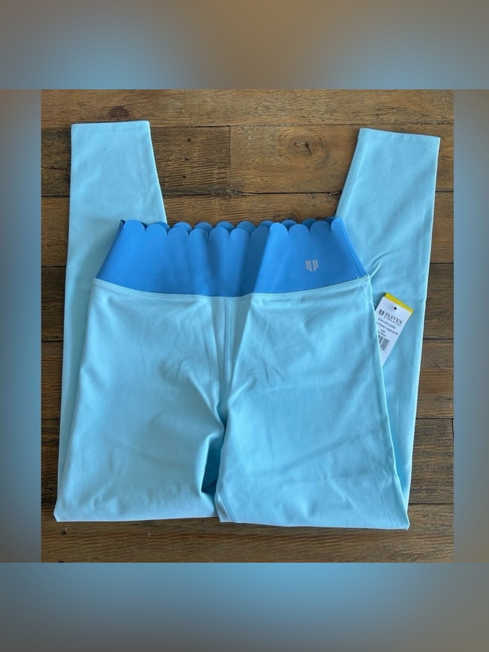 Eleven by Venus Williams Two Toned Blue Leggings with scalloped waistband SZ S - Picture 2 of 16
